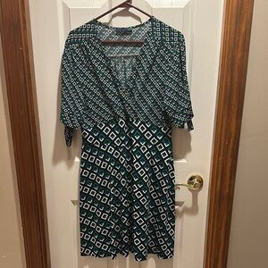 Green V-Neck Midi Dress